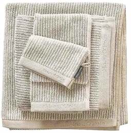 Marc O Polo Badehåndklæde - 70x140 cm - Beige og hvid - 100% Bomuld - Luksus håndklæde 
