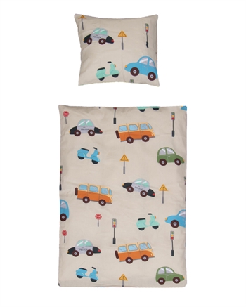 Baby sengetøj med biler - 70x100 cm - OEKO-TEX® Certificeret - 100% Bomulds sengesæt