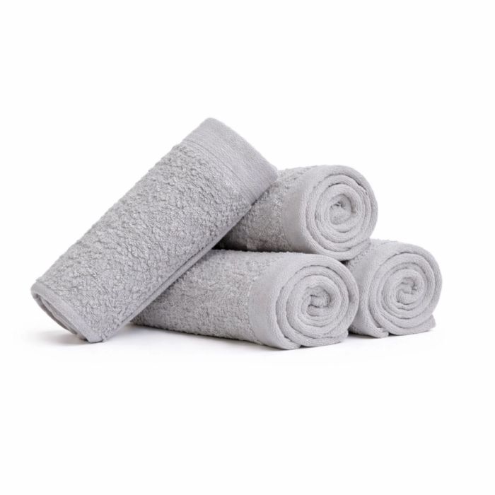 Bomulds vaskeklude - 100% bomuld - Vaskeklude 30x30 cm - 4-pak - Valmue - Lysegrå